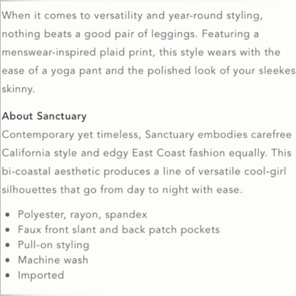 Sanctuary Anthro Harvest Plaid Grease Legging | Sz S - Picture 10 of 11